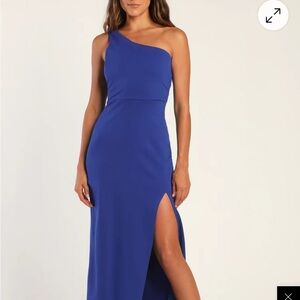 Lulu's Royal Blue One-Shoulder Dress